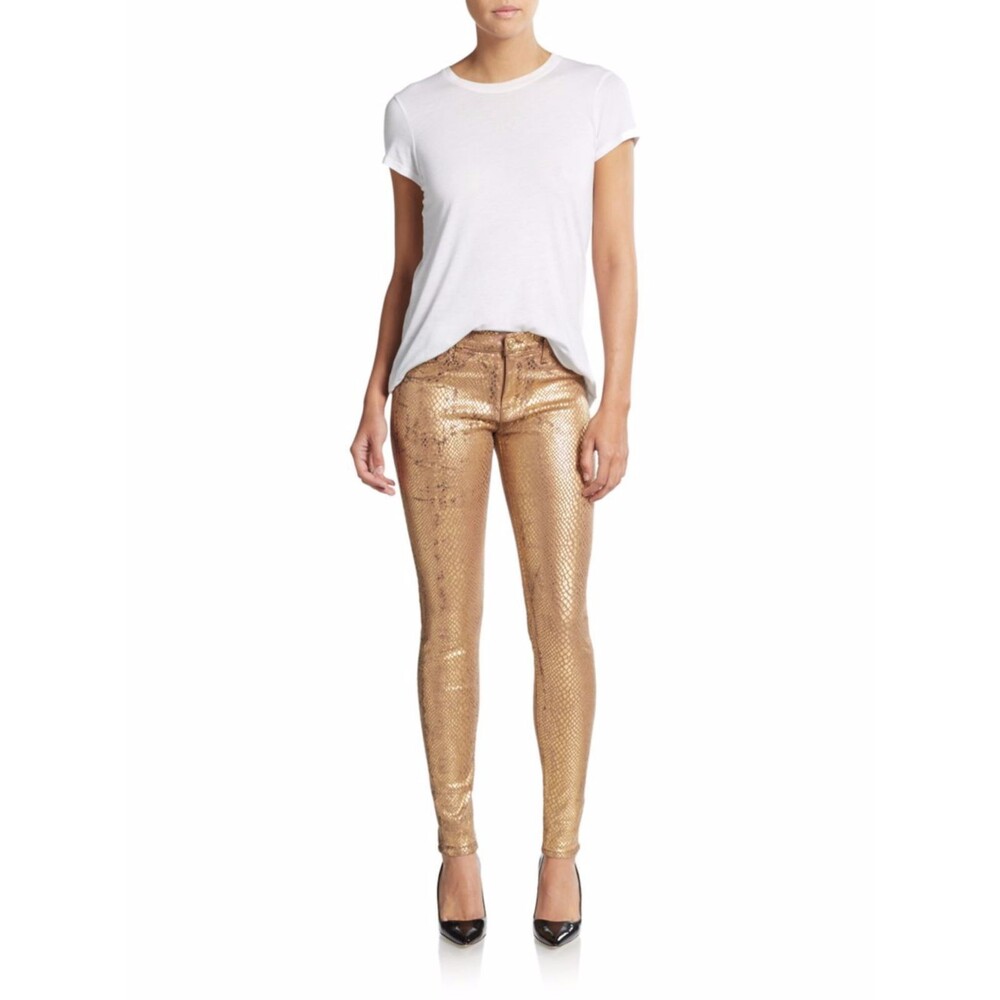 Hudson Jeans Nico Snake Embossed Metallic Skinny Jeans
